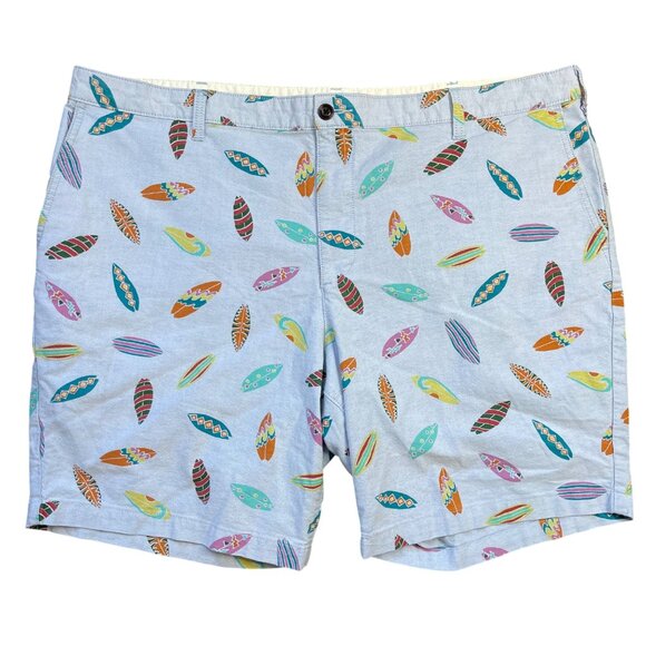 Dockers Chino Shorts Men's Size 44 All Over Surfboard Print Chambray 100% Cotton - Picture 1 of 11